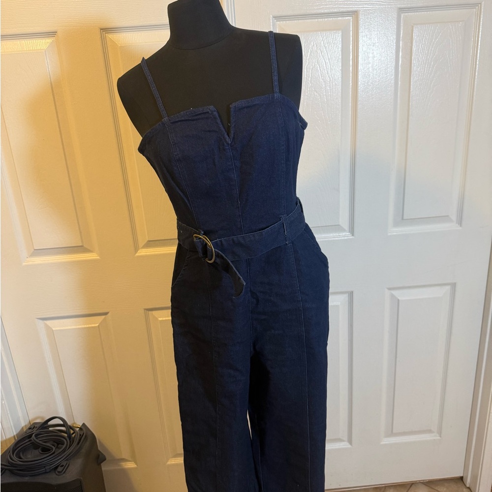 Derek Heart Blue Denim Overalls Sleek Fit